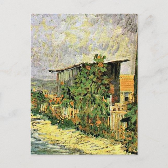 Van Gogh - Montmarte Weg mit Sonnenblumen, Postkarte (Vorderseite)
