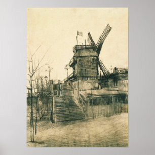 Van Gogh - Mühle von La Galette Poster