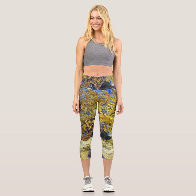 Van Gogh Mulberry Tree Masterpiece Art Capri Leggings (Vorderseite)