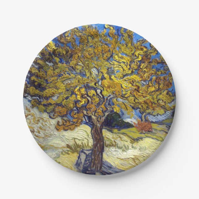 Van Gogh Mulberry Tree Masterpiece Art Pappteller (Vorderseite)