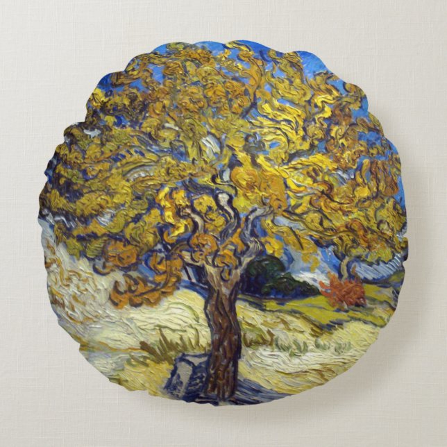 Van Gogh Mulberry Tree Masterpiece Art Rundes Kissen (Vorderseite)