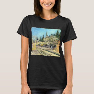 Van Gogh Obstgarten in Blüten, umgeben von Zypress T-Shirt