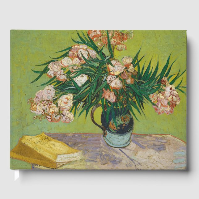 Van Gogh Oleanders Rosa Florale Stillleben Kunst Gästebuch (Vorderseite)