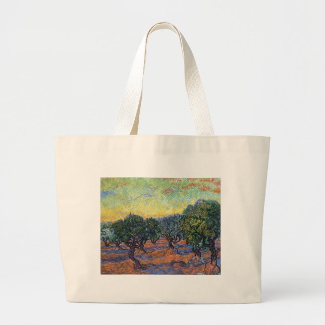 Van Gogh Olive Grove mit Orange Sky Jumbo Stoffbeutel (Vorne)