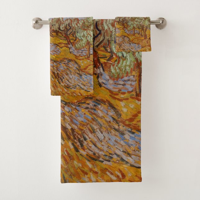 Van Gogh Olive Trees Yellow Sun Sky Badhandtuch Set (Insitu)