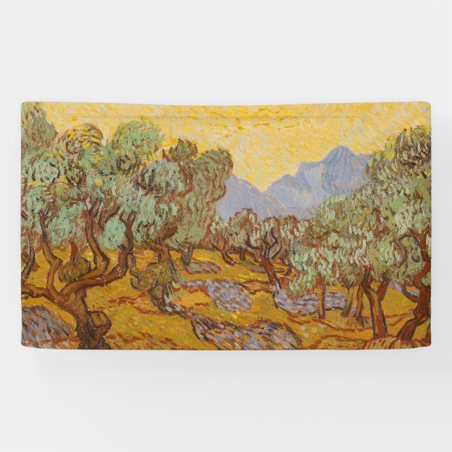 Van Gogh Olive Trees Yellow Sun Sky Banner (Horizontal)