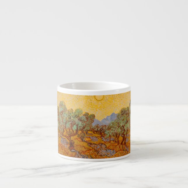 Van Gogh Olive Trees Yellow Sun Sky Espressotasse (Vorderseite)