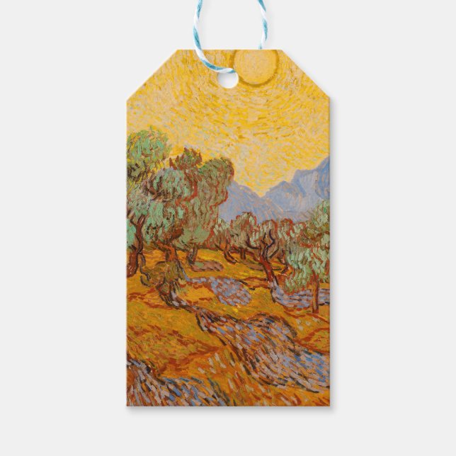 Van Gogh Olive Trees Yellow Sun Sky Geschenkanhänger (Vorderseite)
