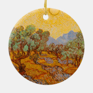 Van Gogh Olive Trees Yellow Sun Sky Keramik Ornament