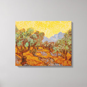 Van Gogh Olive Trees Yellow Sun Sky Leinwanddruck