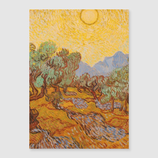 Van Gogh Olive Trees Yellow Sun Sky Magnetkarte (Vorderseite)