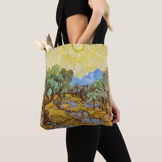 Van Gogh Olive Trees Yellow Sun Sky Malerei (Von Nahem)