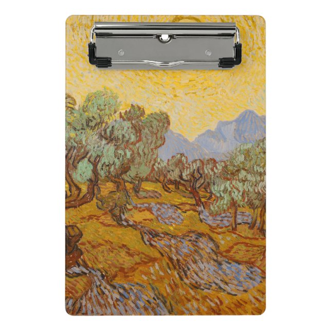 Van Gogh Olive Trees Yellow Sun Sky Mini Klemmbrett (Vorderseite)
