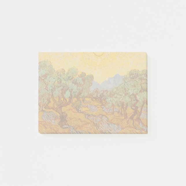 Van Gogh Olive Trees Yellow Sun Sky Post-it Klebezettel (Vorderseite)