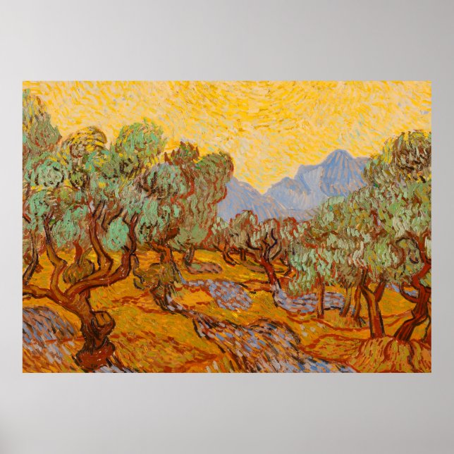 Van Gogh Olive Trees Yellow Sun Sky Poster (Vorne)