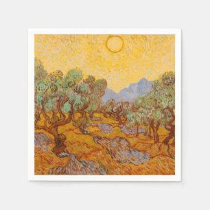 Van Gogh Olive Trees Yellow Sun Sky Serviette