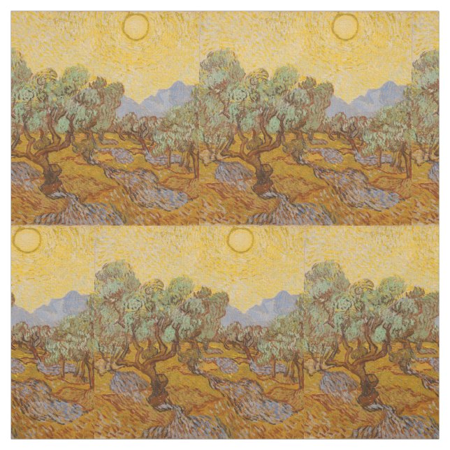 Van Gogh Olive Trees Yellow Sun Sky Stoff (Muster)