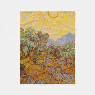 Van Gogh Olivenbäume Gelbe Sonne Himmel Fleecedecke