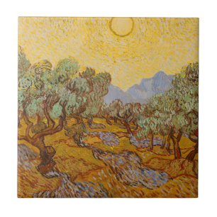 Van Gogh Olivenbäume Gelbe Sonne Himmel Fliese