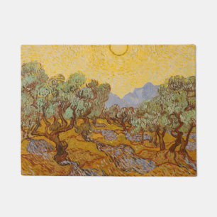 Van Gogh Olivenbäume Gelbe Sonne Himmel Fußmatte