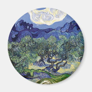 Van Gogh - Olivenbäume in einer bergigen Landschaf Magnet