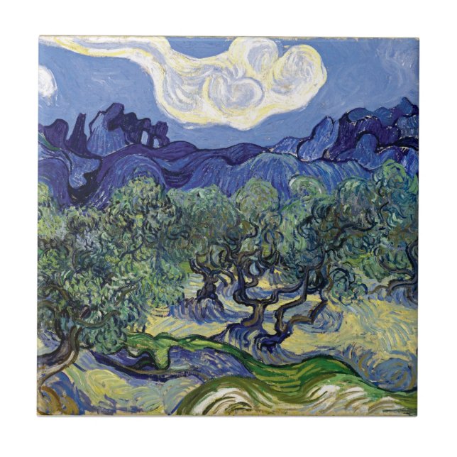 Van Gogh - Olivenbäume in einer Berglandschaft Fliese (Vorderseite)
