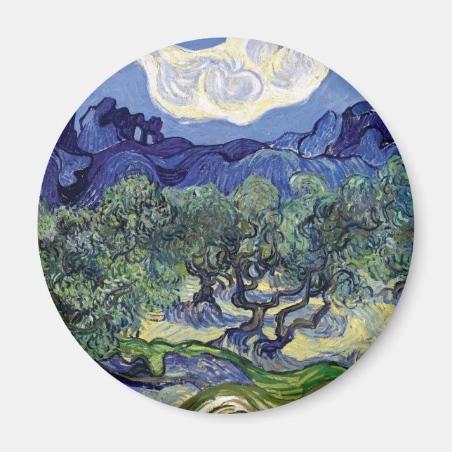 Van Gogh - Olivenbäume in einer Berglandschaft Magnet (Vorne)