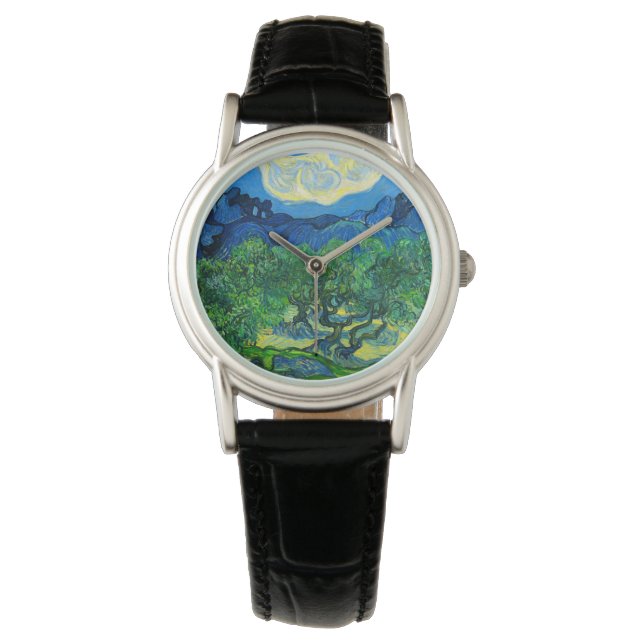 Van Gogh Olivenbäume in einer Bergwelt Armbanduhr (Vorderseite)