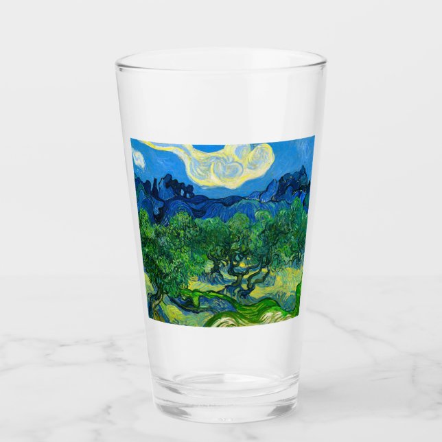 Van Gogh Olivenbäume in einer Bergwelt Glas (Vorderseite)