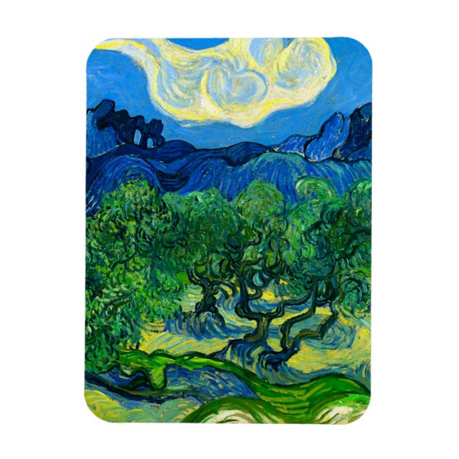 Van Gogh Olivenbäume in einer Bergwelt Magnet (Vertikal)