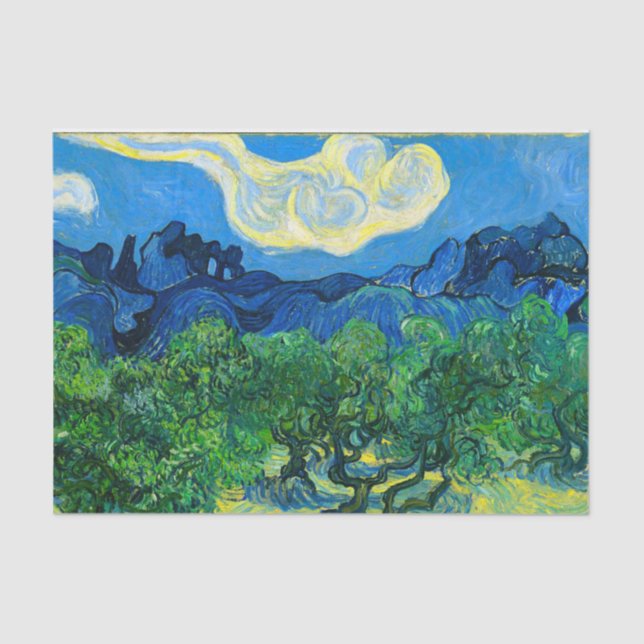 Van Gogh Olivenbäume in einer Bergwelt Seidenpapier (Vorderseite)