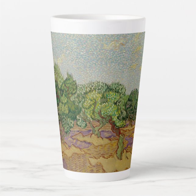 Van Gogh Olivenbäume Malerei Latte-Mug Milchtasse (Vorderseite)