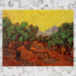 Van Gogh Olivenbäume mit gelbem Himmel und Sonne<br><div class="desc">Olivenbäume mit gelbem Himmel und Sonne von Vincent van Gogh ist eine Vintage Kunst Post-Impressionismus Landschaft Natur Malerei. Eine Landschaft mit einem Obstbäumchen an einem heißen und sonnigen Sommertag. Es ist eine von mehr als einem Dutzend Olivenbäumen, die van Gogh während seines Aufenthalts im Süden Frankreichs gemalt hat. Über den...</div>