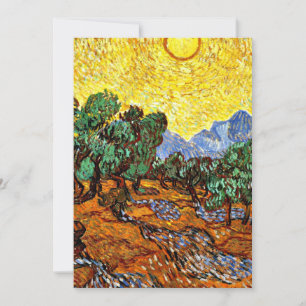 Van Gogh - Olivenbäume mit gelbem Himmel und Sonne Karte