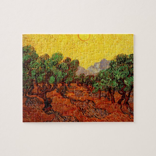 Van Gogh Olivenbume mit gelbem Himmel und Sonne Puzzle | Zazzle.at