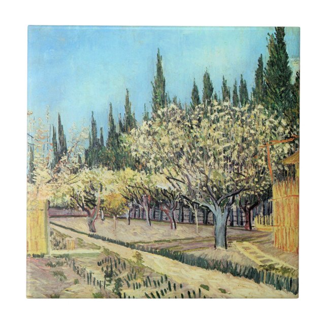 Van Gogh Orchard in Blossom, grenzt an die Zypress Fliese (Vorderseite)
