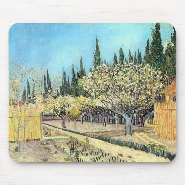 Van Gogh Orchard in Blossom, grenzt an die Zypress Mousepad (Vorne)