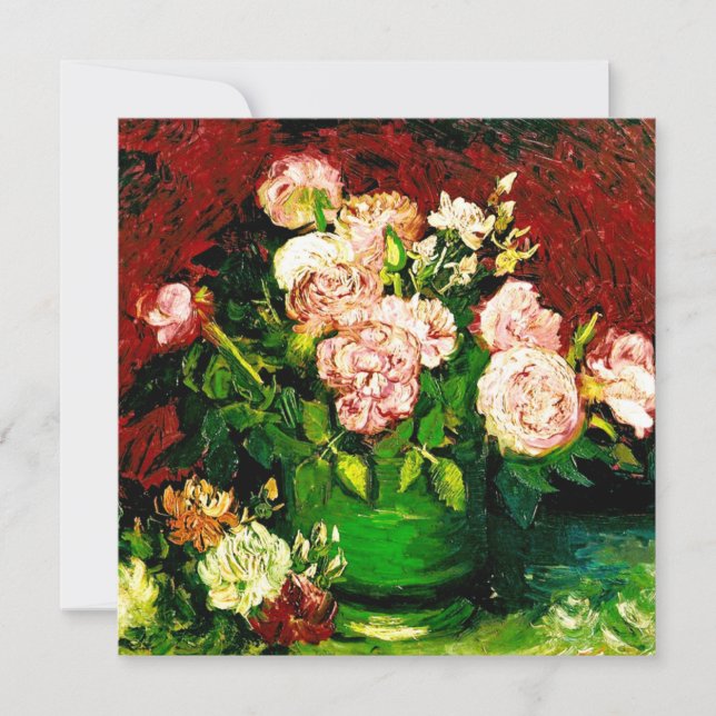 Van Gogh Peonies und Rose Einladung (Vorderseite)