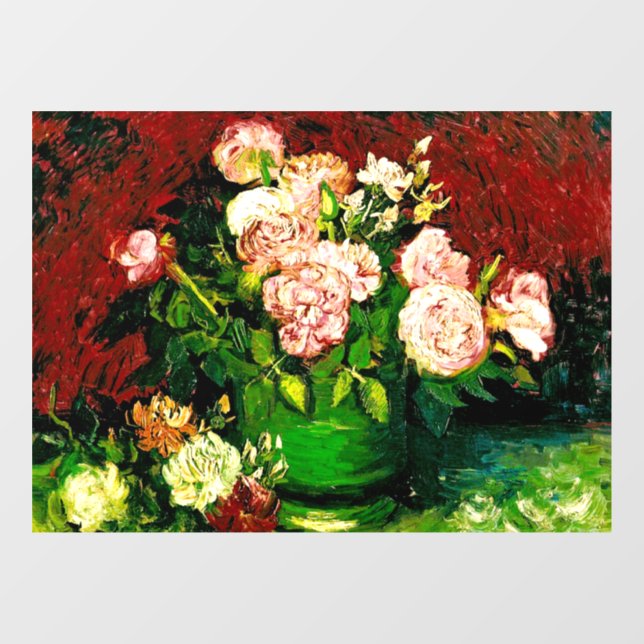 Van Gogh Peonies und Rose Fensteraufkleber (Blatt)