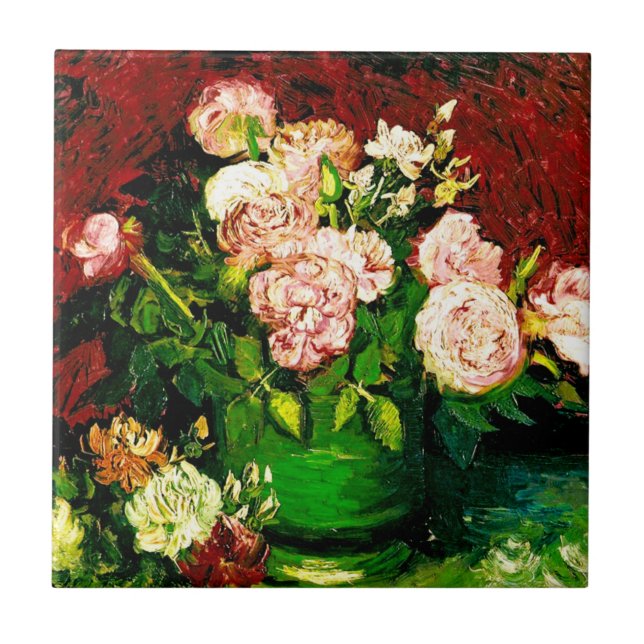 Van Gogh Peonies und Rose Fliese (Vorderseite)