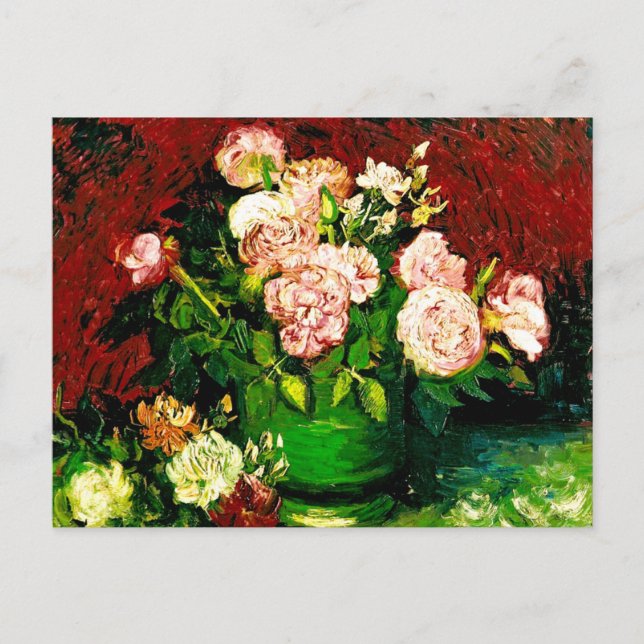 Van Gogh Peonies und Rose Postkarte (Vorderseite)