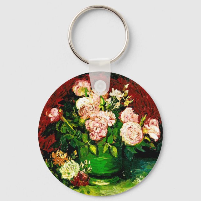 Van Gogh Peonies und Rose Schlüsselanhänger (Vorderseite)