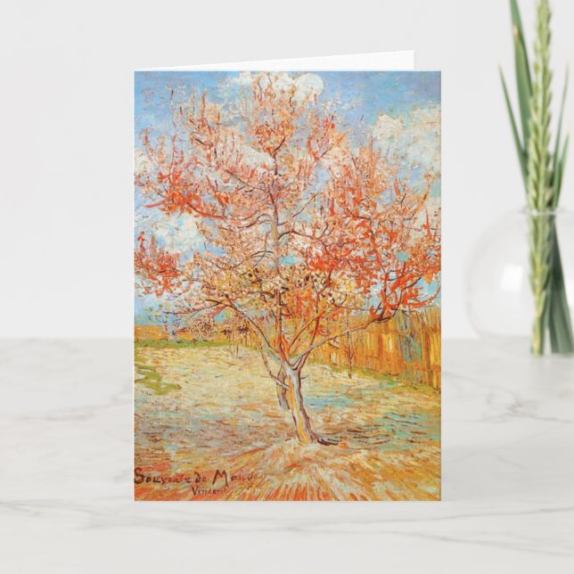 Van Gogh Pink Peach Tree in Blossom Grußkarte Karte (Vorderseite)