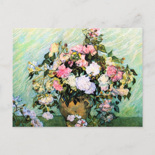 Van Gogh Pink Roses Postcard Postkarte