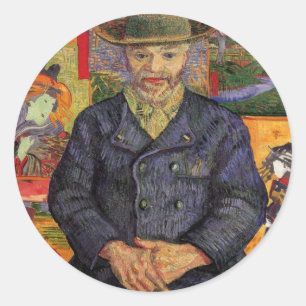 Van Gogh, Porträt des Père Tanguy, Vintage Art Runder Aufkleber