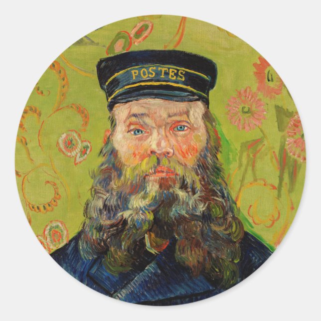 Van Gogh Postman. Portrait Impressionismus Art Runder Aufkleber (Vorderseite)