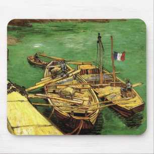 Van Gogh Quay mit Männern entladen Sand Barges Mousepad