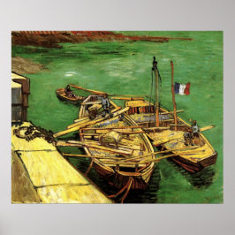 Van Gogh Quay mit Männern entladen Sand Barges Poster