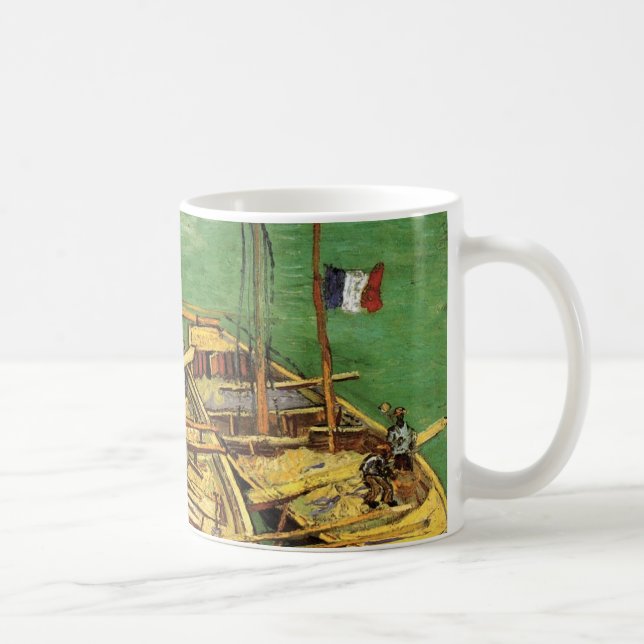 Van Gogh Quay mit Männern entladen Sand Barges Tasse (Rechts)
