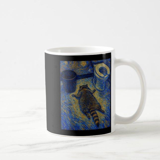 Van Gogh Raccoon Drunk Pes Out In Bathroom Meme  Kaffeetasse (Rechts)
